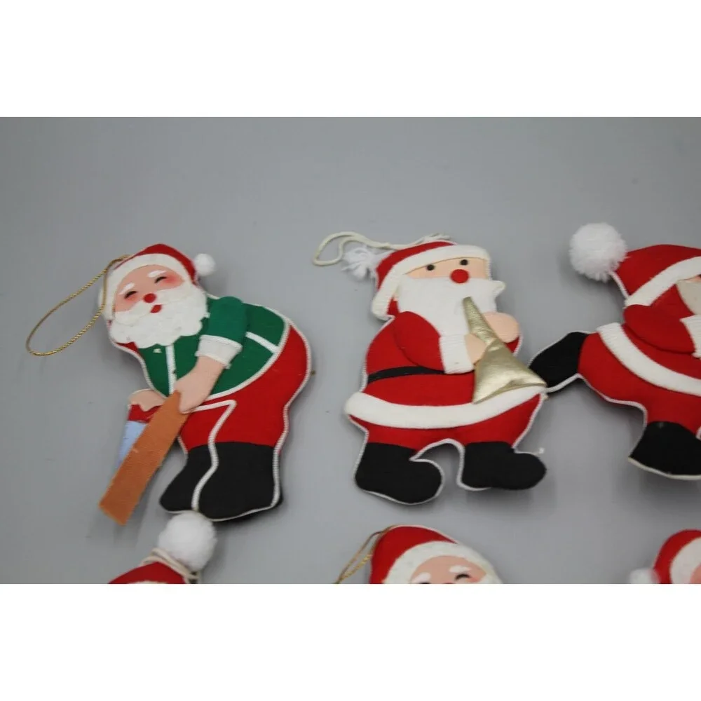 Vintage Santas MCM Christmas Decor Lot Of 12 Santa Claus Plush Ornaments CUTE